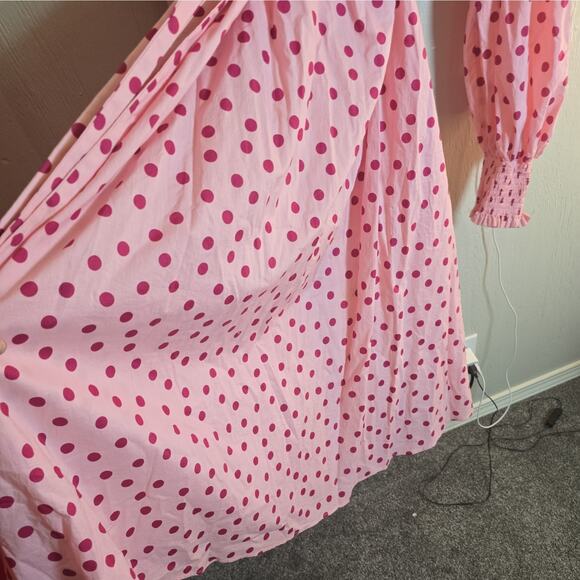 ELOQUII Maxi Shirt Dress Womens Plus 22 Polka Dot Cottagecore Tie-Waist - Picture 5 of 7